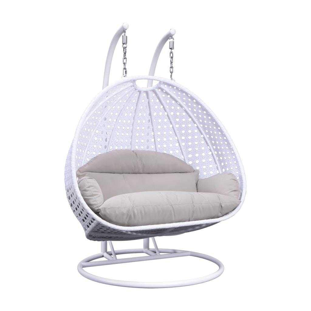Lombardi Double Seater Hanging Swing With Stand For Balcony , Garden Swing (White)