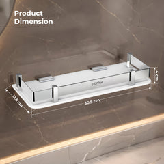 Plantex Acrylic Multipurpose Bathroom Shelf/Rack for Living Room/Wall Mount Storage Shelf - Bathroom Accessories Items (White, 12x6 inches)-2