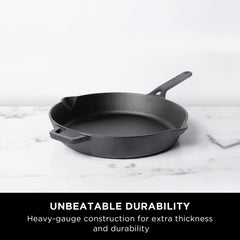 Meyer Pre-Seasoned Cast Iron 2 Piece Cookware Set - 25cm Grill Pan + 26cm Frypan