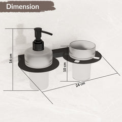 Plantex Soap Dispenser with Tumbler Holder/Stainless Steel 2 in 1 Liquid Soap Dispenser/Hand Wash Dispenser with Tooth Brush Holder for Wall Mount/Bathroom Accessories (Black)-2