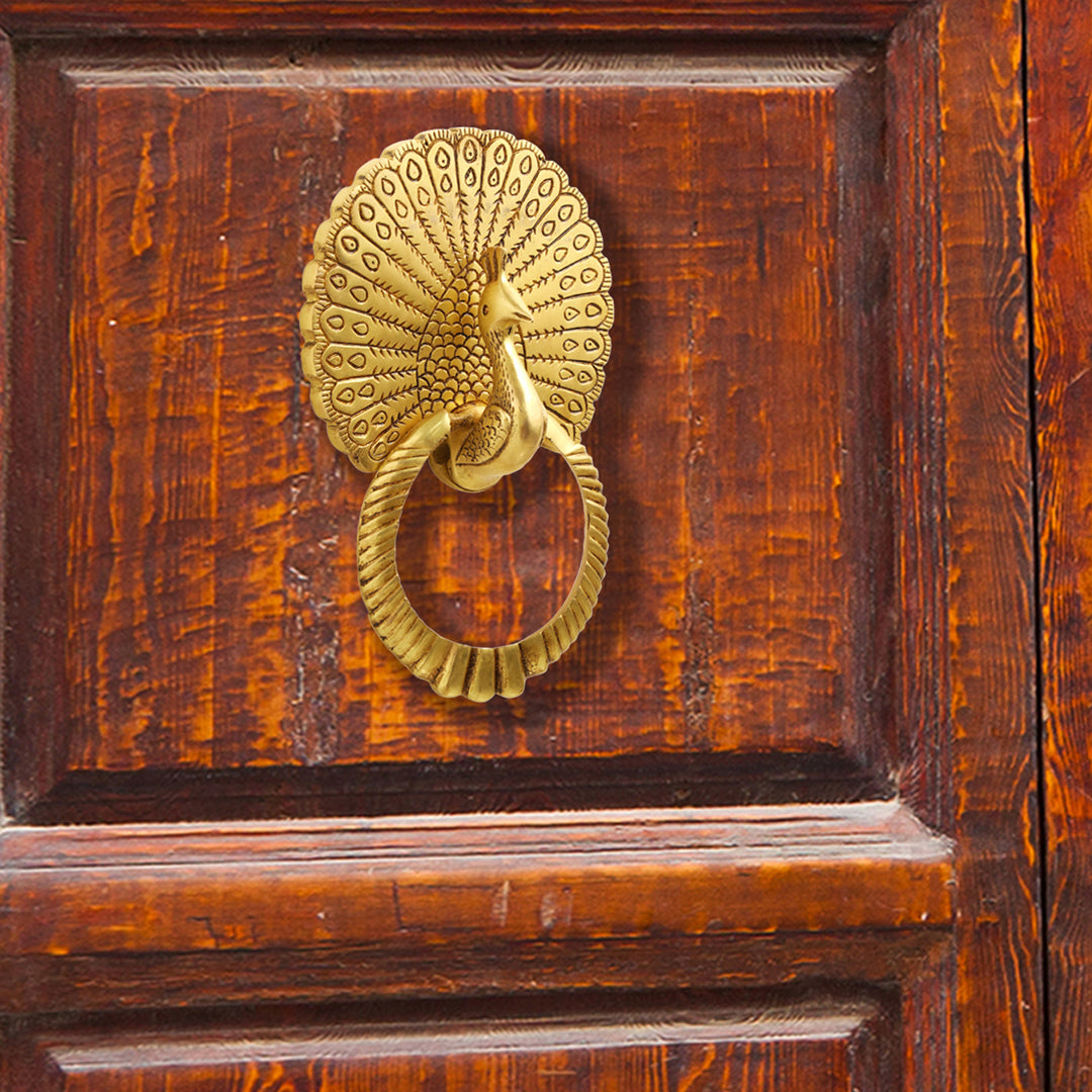 Brass Peacock Door Knocker (8 Inch)