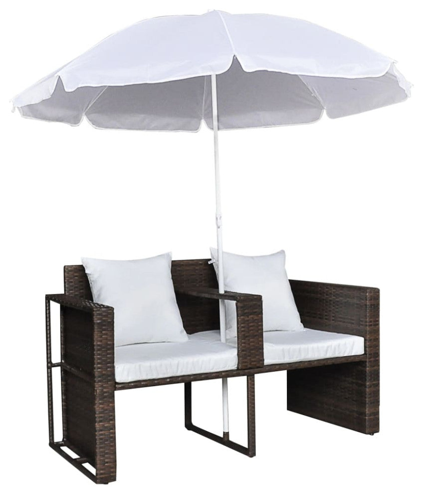 Donatello Outdoor Poolside Sunbed With Cushion Daybed (Brown)