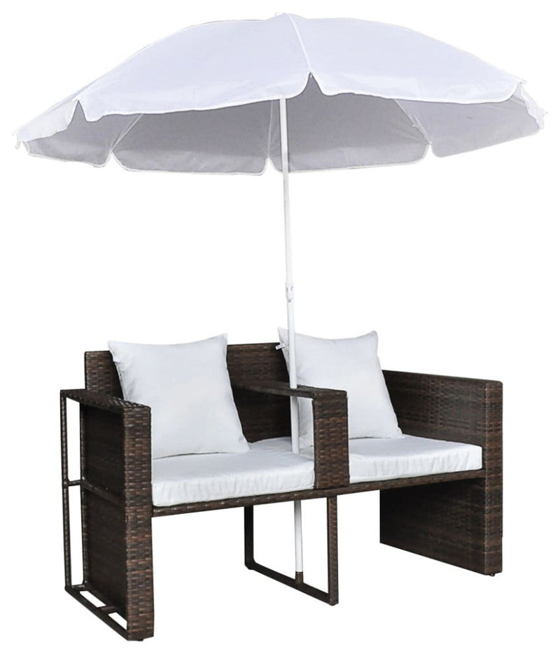 Donatello Outdoor Poolside Sunbed With Cushion Daybed (Brown)