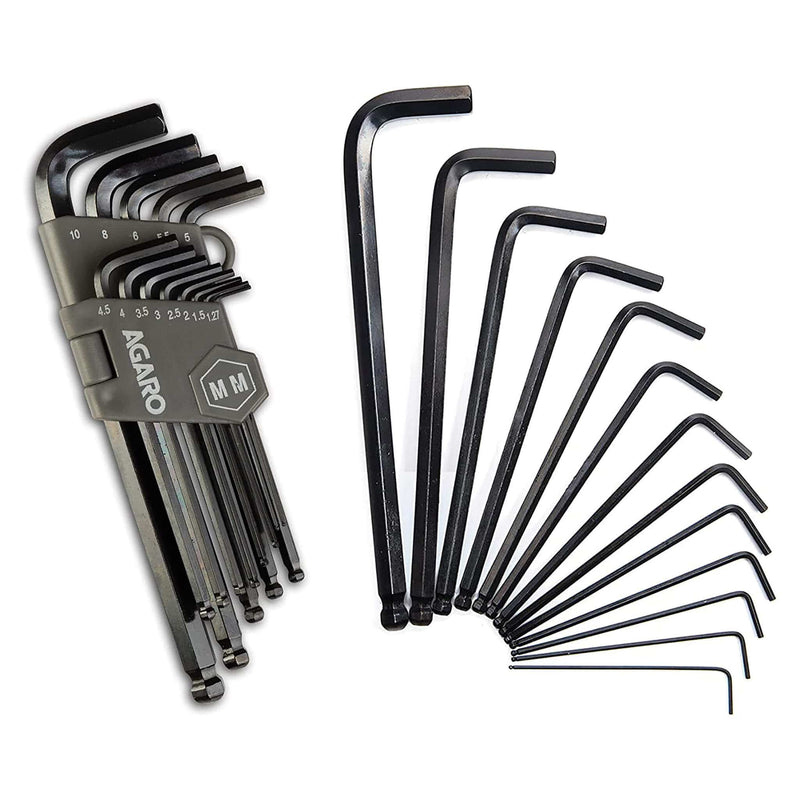 AGARO 26pcs ஹெக்ஸ் ஆலன் கீ ரெஞ்ச் செட் - பால் எண்டுடன் கூடிய அங்குலம்/மிமீ, தொழில்துறை இயந்திரங்கள், மோட்டார் சைக்கிள்கள், சைக்கிள்கள், கார்கள், மரச்சாமான்கள், கருப்பு ஆகியவற்றை பழுதுபார்க்க -2