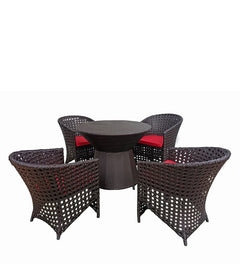 Alex Outdoor Patio Seating Set 4 Chairs and 1 Table Set (Brown)