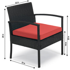 Pronto Outdoor Patio Seating Set 2 Chairs and 1 Table Set (Brown + Red)