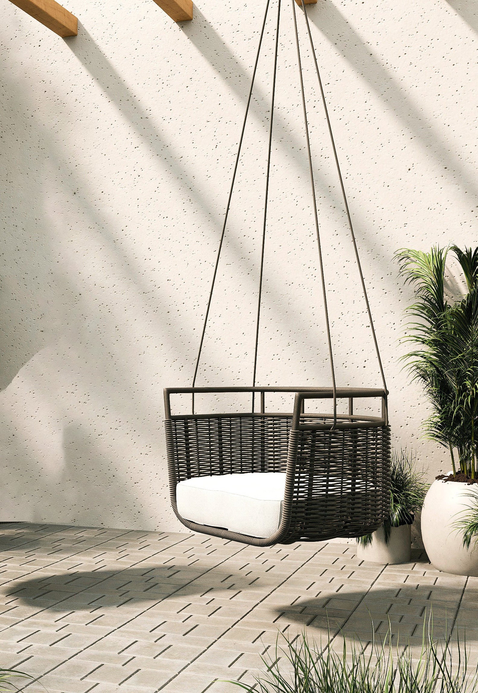 Petra Single Seater Hanging Swing Without Stand For Balcony , Garden Swing (Black)