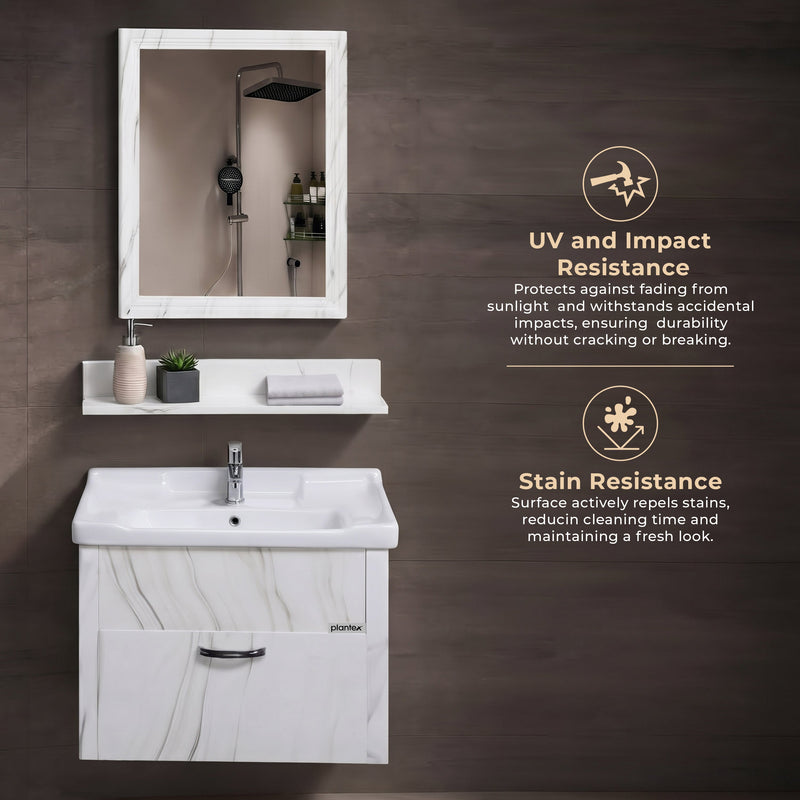 Plantex Unbreakable Wash Basin with Cabinet Full Set/BasinCabinet Vanity/Bathroom Vanity with Mirror (White)-3