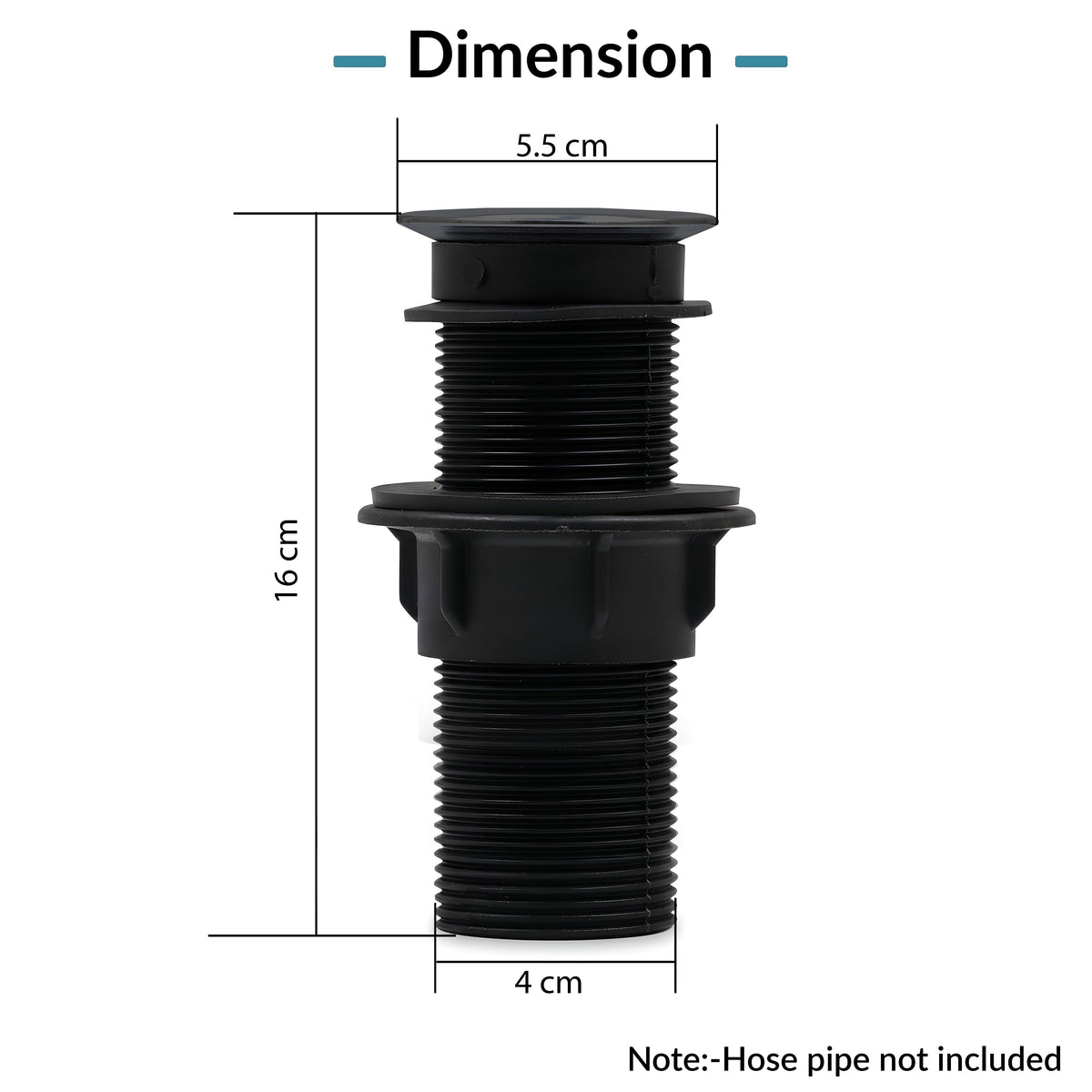 Plantex Brass with Nylon 6 inch Full Thread Waste Coupling for Wash Basin/Coupling for Sink - Pack of 1 (BH-1116, Black)-2