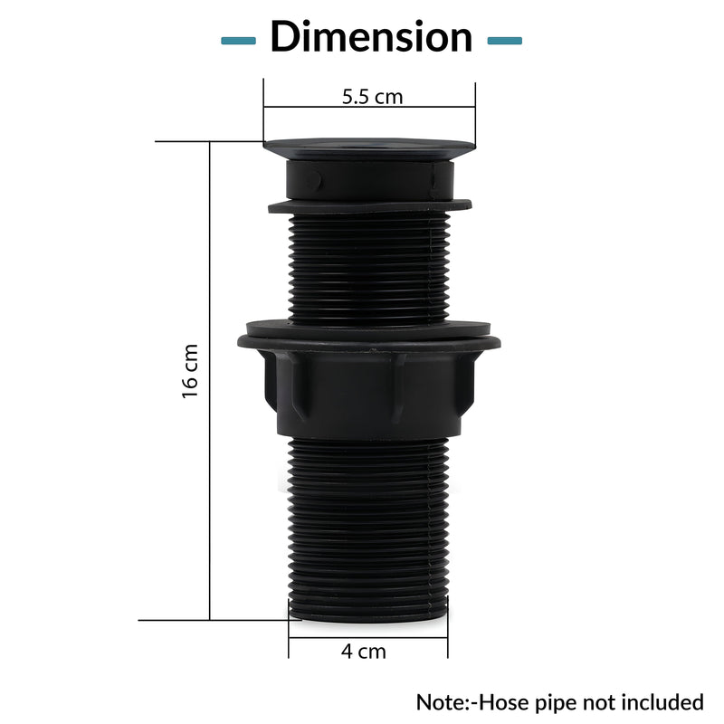 Plantex Brass with Nylon 6 inch Full Thread Waste Coupling for Wash Basin/Coupling for Sink - Pack of 1 (BH-1116, Black)-2