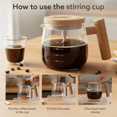 AGARO Self-Stirring Coffee Mug 400ml – Electric Automatic Mixing Cup with Lid, Borosilicate, Rechargeable Operated Blend
