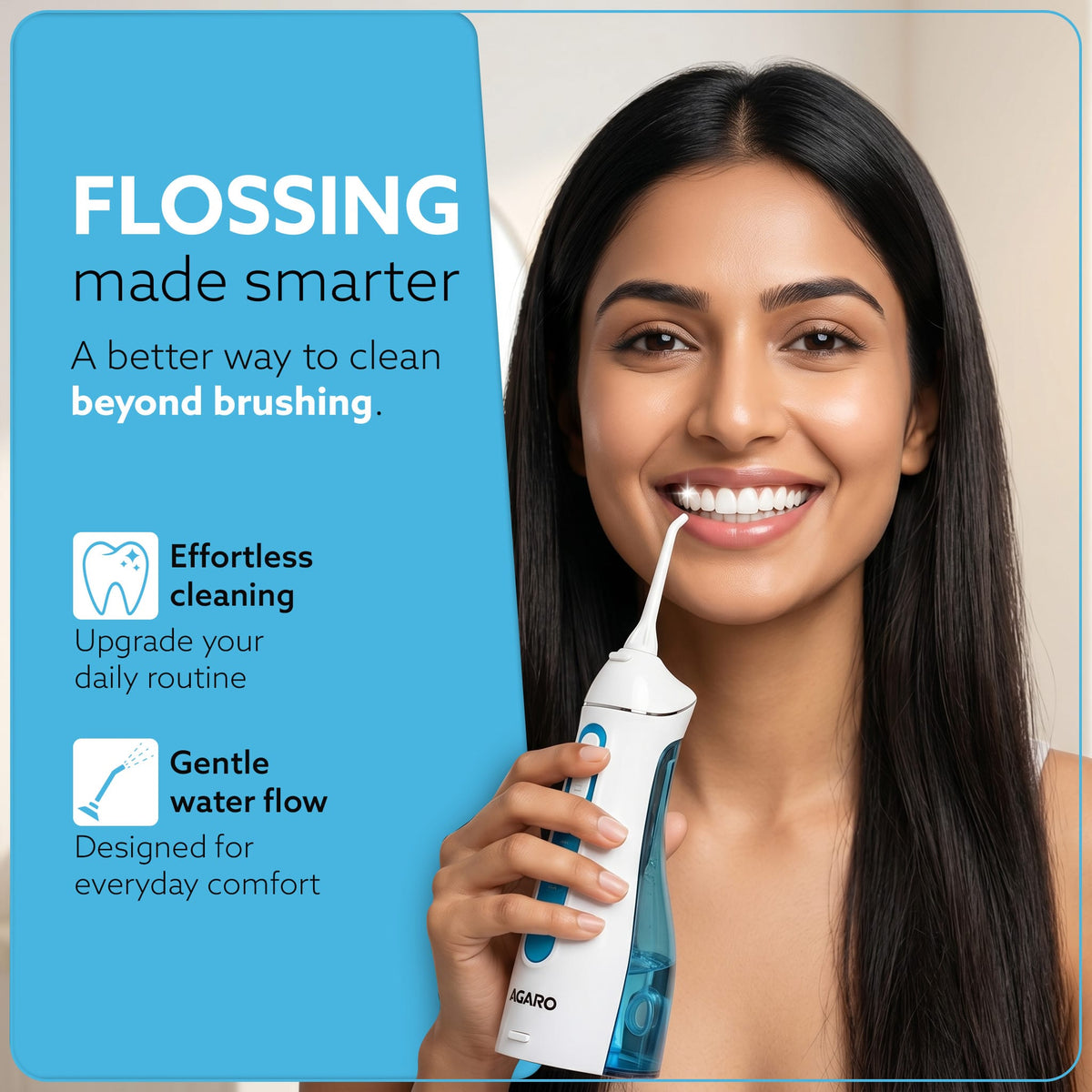 AGARO Ultra Plus Portable Dental Flosser for teeth, 5 Nozzles, Portable,Cordless & Rechargeable,4 Cleaning Modes,IPX7 Waterproof with 200ml Watertank, Flossing at Home & Travel,Oral Flosser,Oral Irrigator