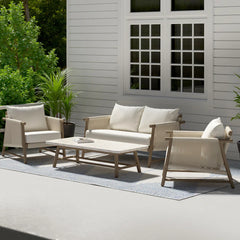 Alfi Outdoor Sofa Set 2 Seater, 2 Single seater and 1 Center Table Braided & Rope (Cream)