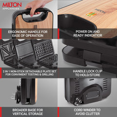 Wodden Sandwich Griller HSM003 3-IN-1  (Milton)