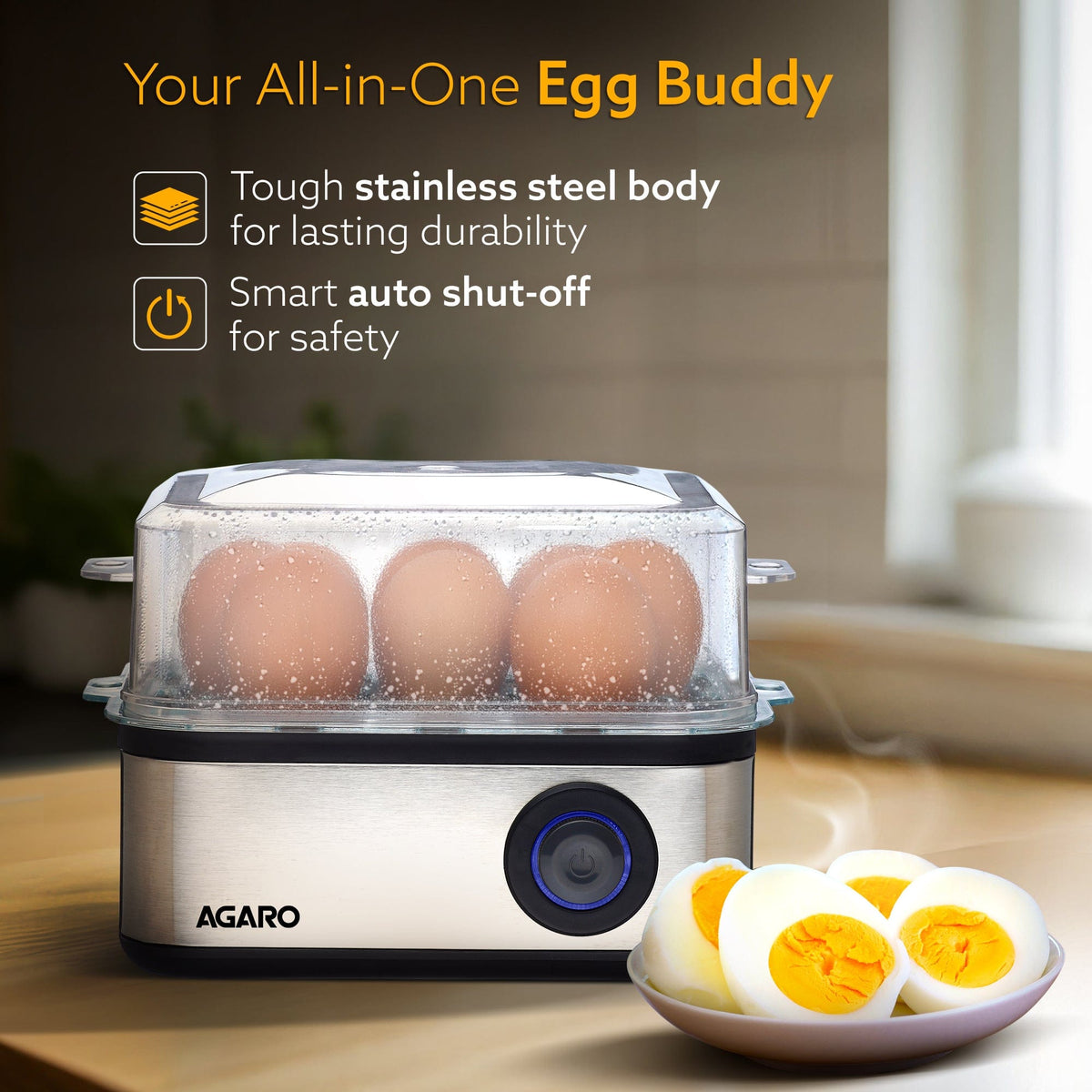 AGARO Grand Egg Boiler And Poacher - 500W, Silver
