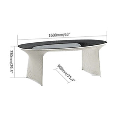 Modero Outdoor Patio Seating Set 6 Chairs and 1 Table Set (Tan + White)