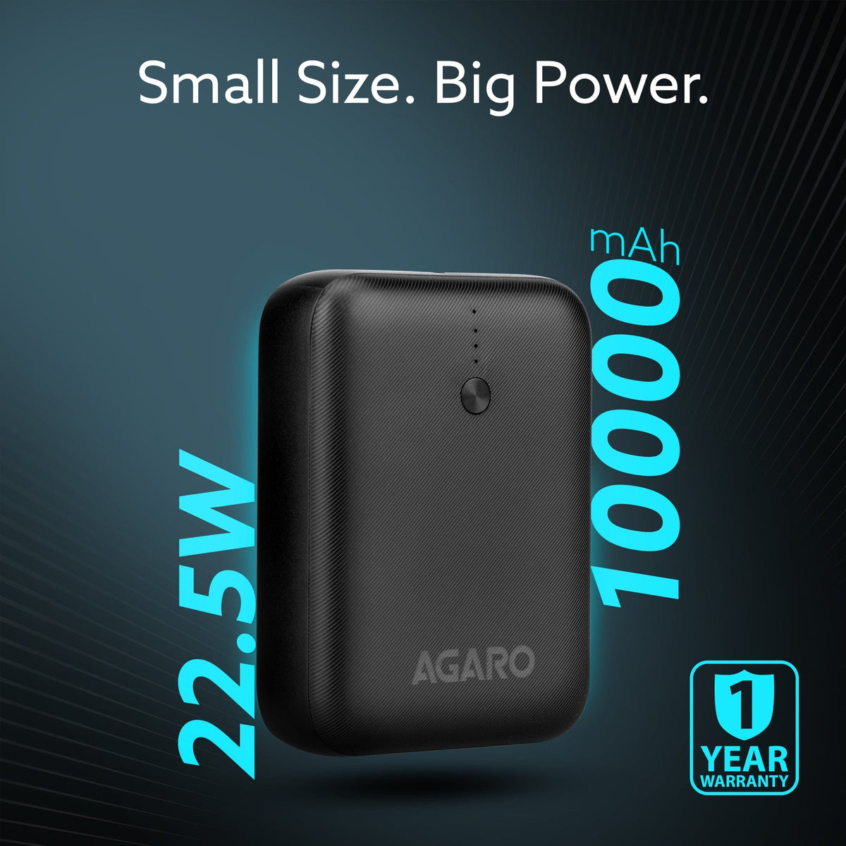 AGARO Nano Power Bank 10000 mAh, 22.5W Power Delivery for Smartphones, Portable, USB A & C Output, USB C Input, Fast Cha