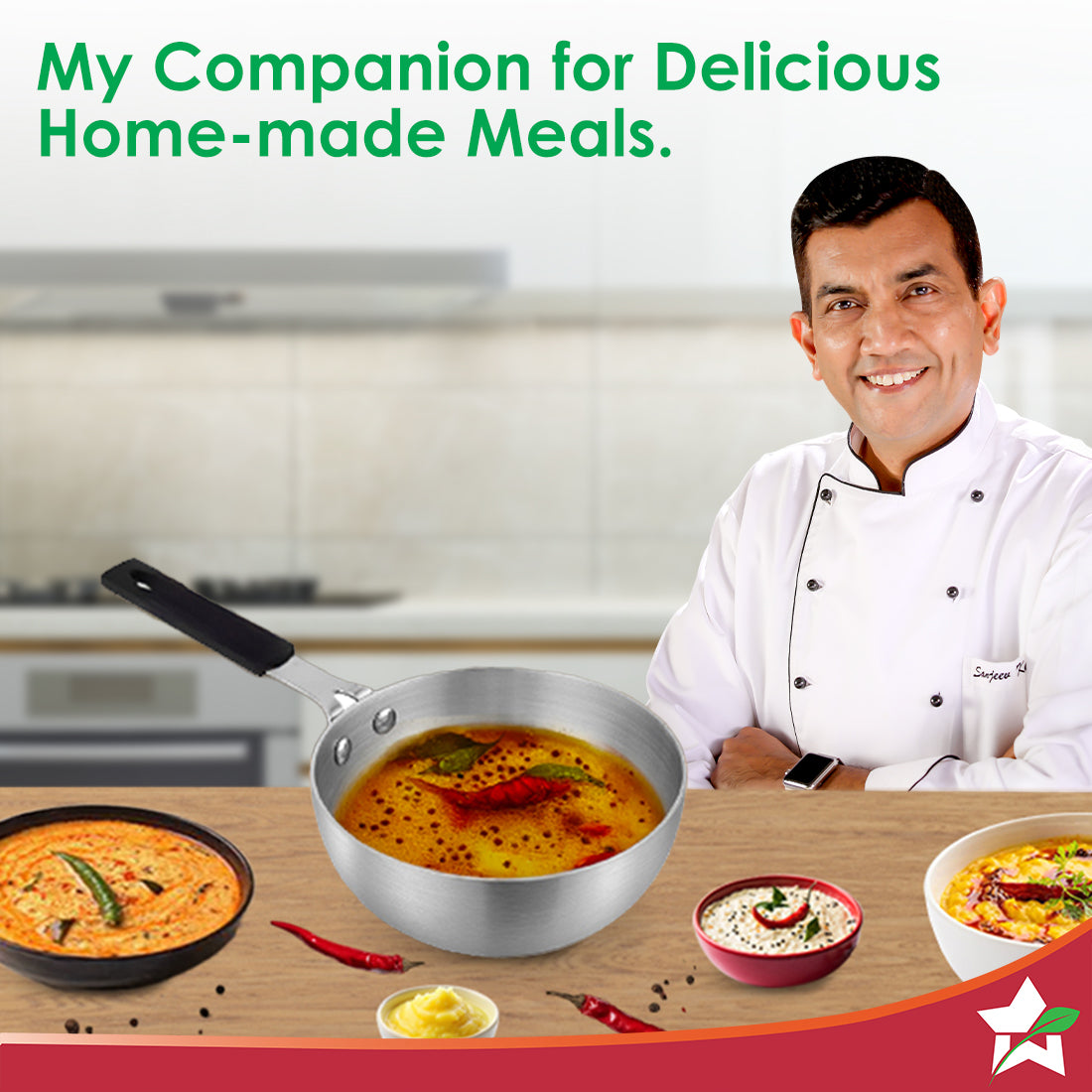 Wonderchef Venice Tri-ply Stainless-steel Mini Wok Tadka Pan | 650 ml, 14 cm | Cool-touch Silicone Handle | Warp-resista
