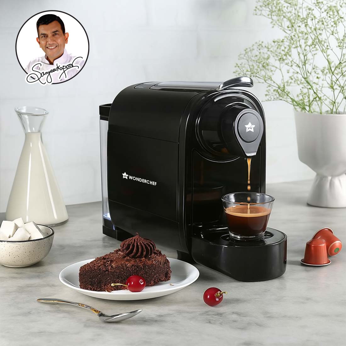 Wonderchef Regalia 15 Bar Capsule Coffee Maker with Free Frother for Cappuccino | Perfect Expresso Shots - Ristretto, Es