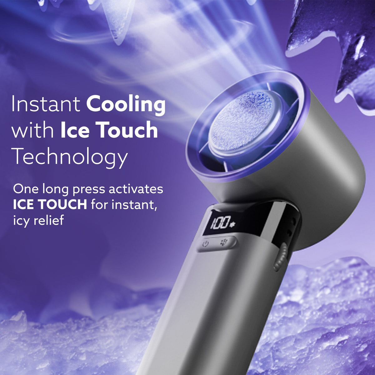 AGARO Regency Mini Handheld Fan with Ice Touch Technology, 100 Adjustable Speeds, 4000mAh Rechargeable Battery, USB-C Ch