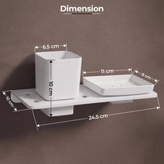 Plantex 2in1 Soap Dish/5mm Acrylic and ABS Plastic Soap Dish for Wall Mount/Soap Stands with Tumbler Holder/Bathroom Accessories - (White)-2
