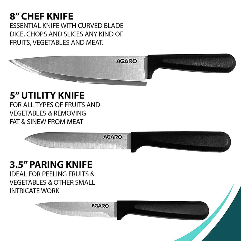 AGARO 3 Set Multifunction SS Knife - 1.8/1.2/1.2 mm