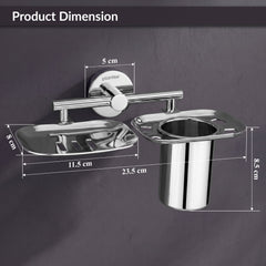 Plantex J4 Stainless Steel 2in1 Soap Dish with Tumbler Holder/Soap Stand/Tooth Brush Holder/Bathroom Accessories - (Chrome)-2