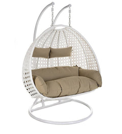 Lia Double Seater Hanging Swing With Stand For Balcony , Garden Swing (White)