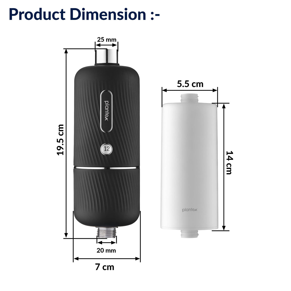 Plantex Shower Filter for Bathroom/ABS Plastic Tap Filter for Hard Water/7 Layer Filtration with Activated Carbon & Calcium Sulfite/Water Softner - (Black)