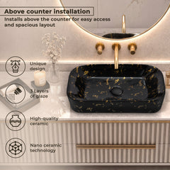 Plantex Tabletop Wash Basin for Bathroom/Designer Ceramic Basin/Rectangle Countertop Wash Basin/Home/Office (21.5 x 14 x 4.5 Inch)-3