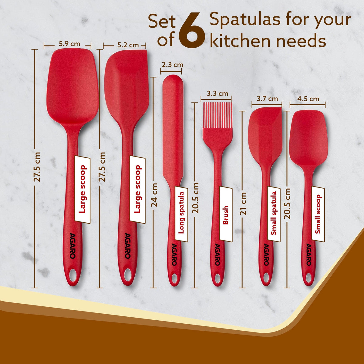 AGARO Deluxe Silicone Spatula Set of 6