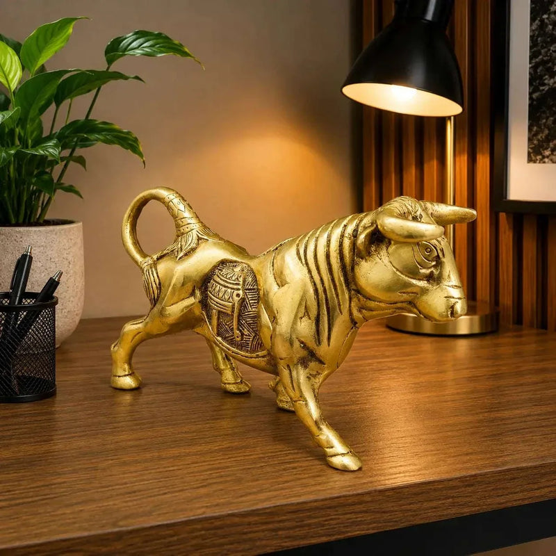 Brass Decorative Bull Statue (5 Inch)