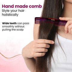 AGARO Hand Made Cellulose Acetate Comb HMC78, All Fine Tooth Dressing Comb, Smooth Rounded Teeth, Hair Styling, Hair Bru