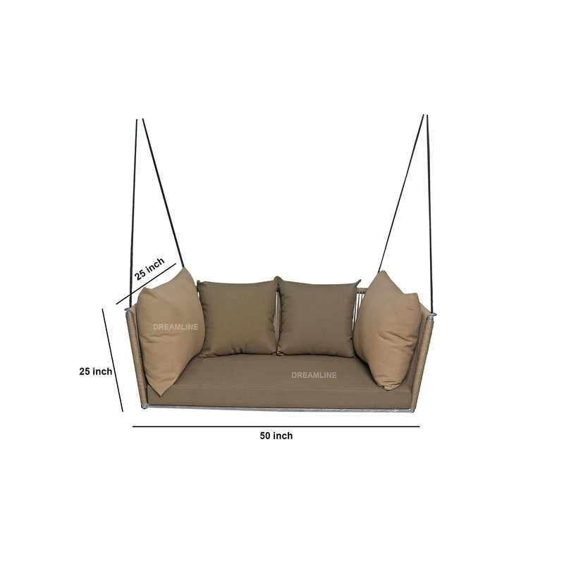 Gretel Double Seater Hanging Swing Without Stand For Balcony , Garden Swing (Beige) Braided & Rope
