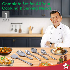 Wonderchef Venice 5 Pcs. Stainless-steel Kitchen Tools Set, Ladle, Turner, Skimmer, Serving Spoon, Rice Server for Cooki