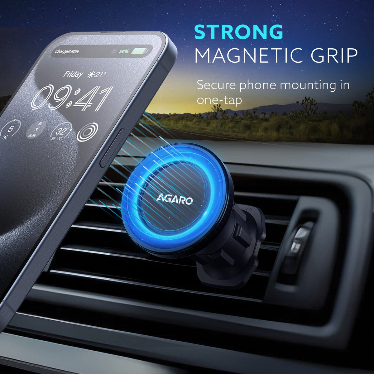 AGARO Magnetic Car Mobile Holder Stand with Ultra-Strong N52 Magnet-2