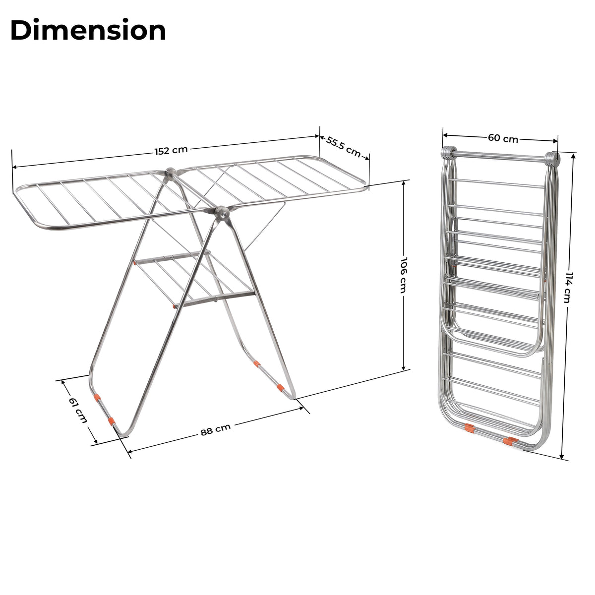 Plantex Cloth Stand for Home/Stainless Steel Foldable Colth Stand/Single Layer Cloth Drying Rack for Balcony - Pack of 1 (Bloom, Chrome)