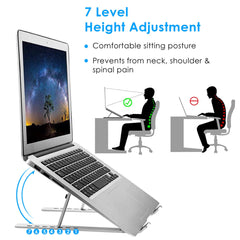 AGARO LS1821 Foldable Laptop Stand, 7 Adjustable Levels, Non Slip Silicone Pads, Aluminium Built, Laptop, Tablet, Books (Silver)-2