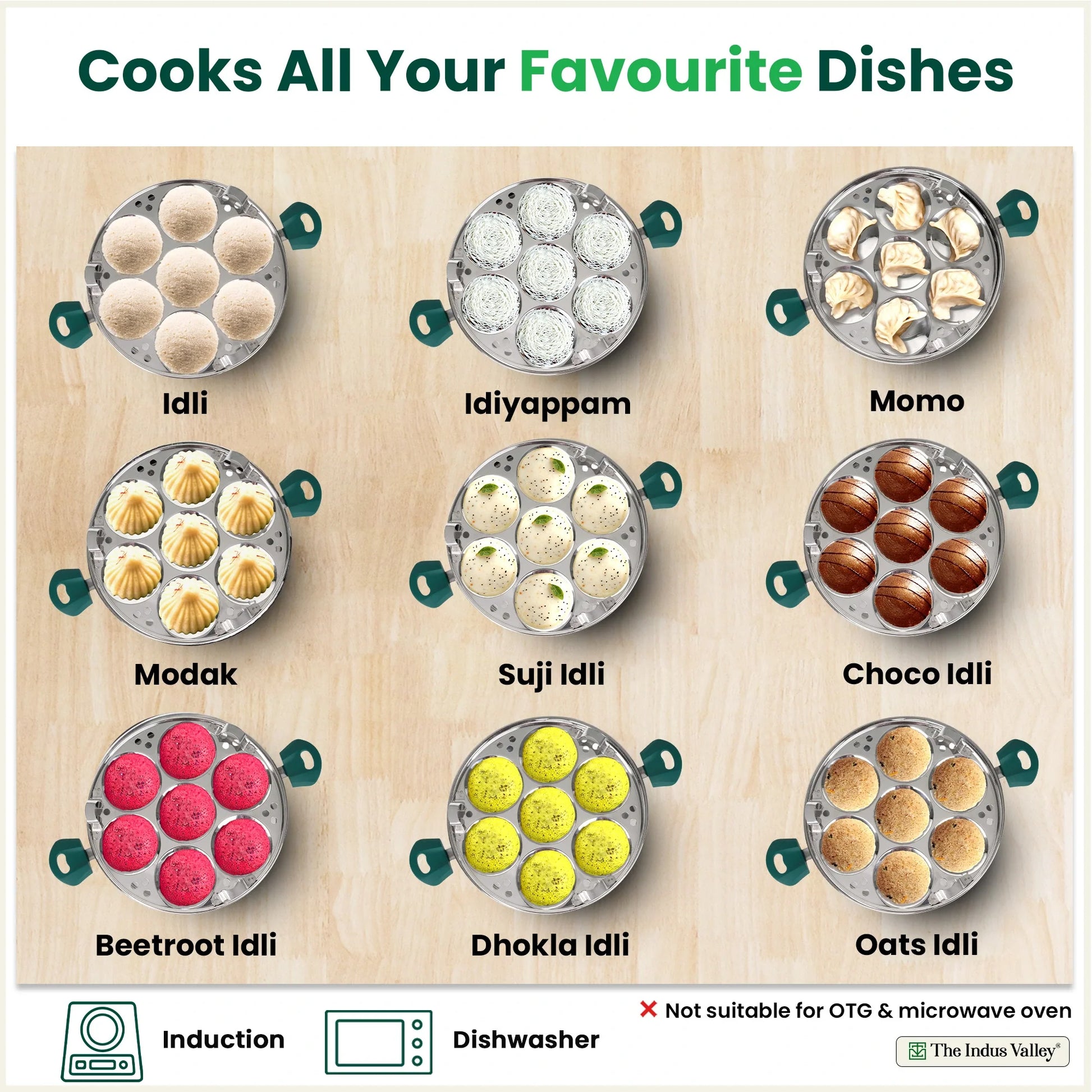 14 Pit Tri-Steel Multi Pot Premium Stainless Steel Idli/ Momo Maker/  Veg Steaming Set, Tri-ply Induction Bottom, 2 Plates, 27cm