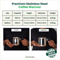 Stainless Steel Turkish Coffee Warmer - Stay-Cool Handle, Induction Friendly, 100% Food-Safe – 500ml / 900ml