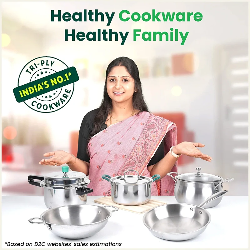 TurboCuk Tri-ply Stainless Steel Handi Casserole/ Biryani Cooking Pot+ Glass Lid, Premium Quality, 3 Layer Thick Body, 100% Toxin-free, Non-stick, Induction & Gas, 4L