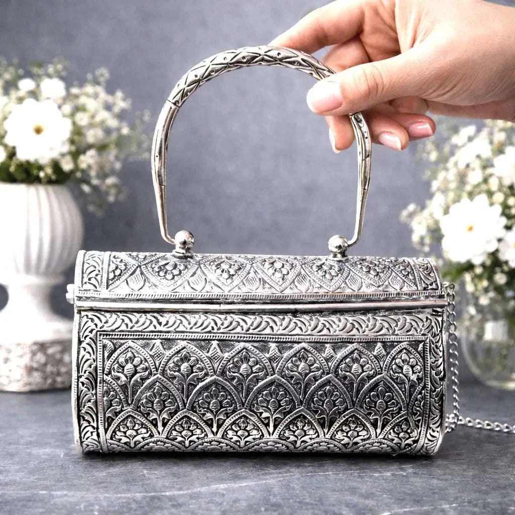 Brass Silver Plated Purse / Clutch bag (8.5 Inch)