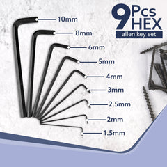 AGARO 9pcs Hex Allen Key Set, Heat treated, Ideal for Repair & Maintenance for Home & DIY Use.-2