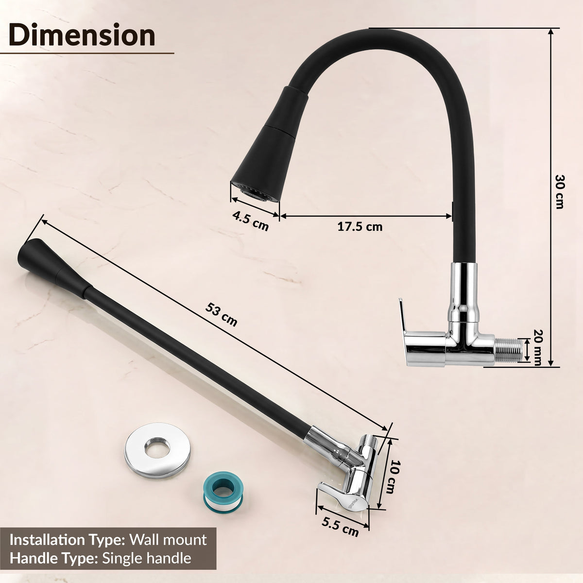 Plantex Flexible Sink Cock for Kitchen/Sink Tap with Pull Down Sprayer-2