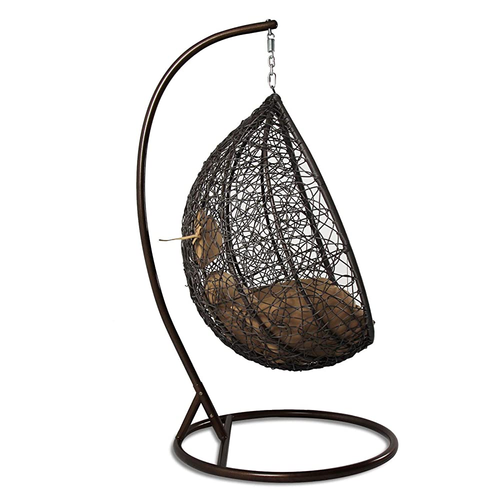 Mele Single Seater Hanging Swing With Stand For Balcony , Garden Swing (Black)