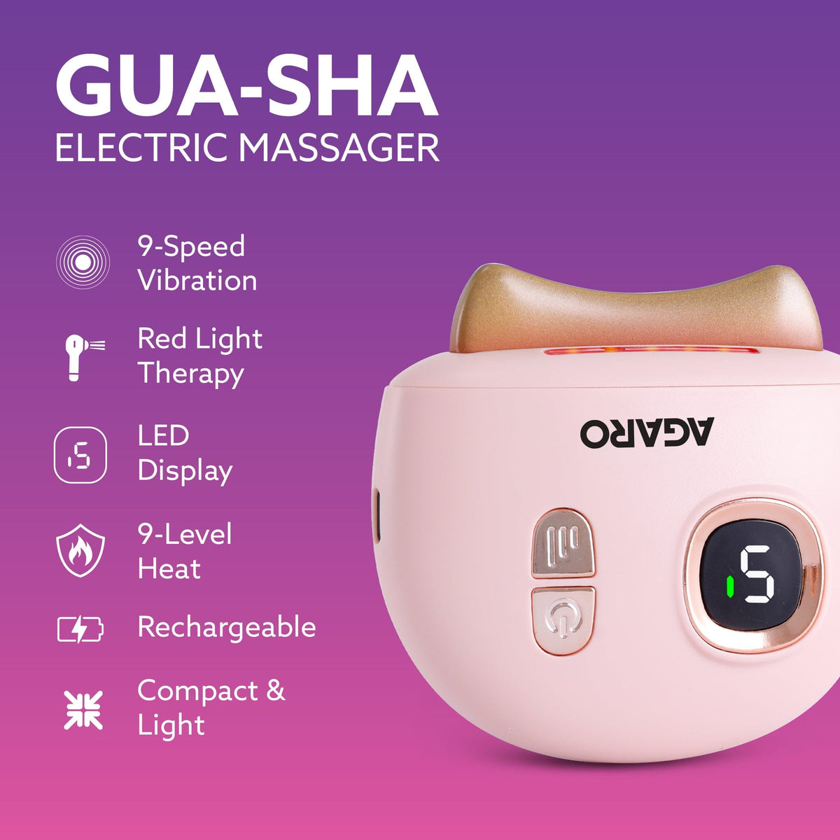 AGARO Electric Gua Sha Massager 1719 blends traditional skincare with modern tech. With 9 modes, red light therapy, soni