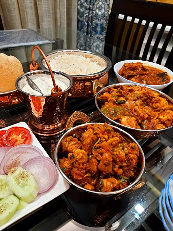 Handmade Pure Steel Copper 2 Kadhai 2 Handi 1 Bucket Serving Set