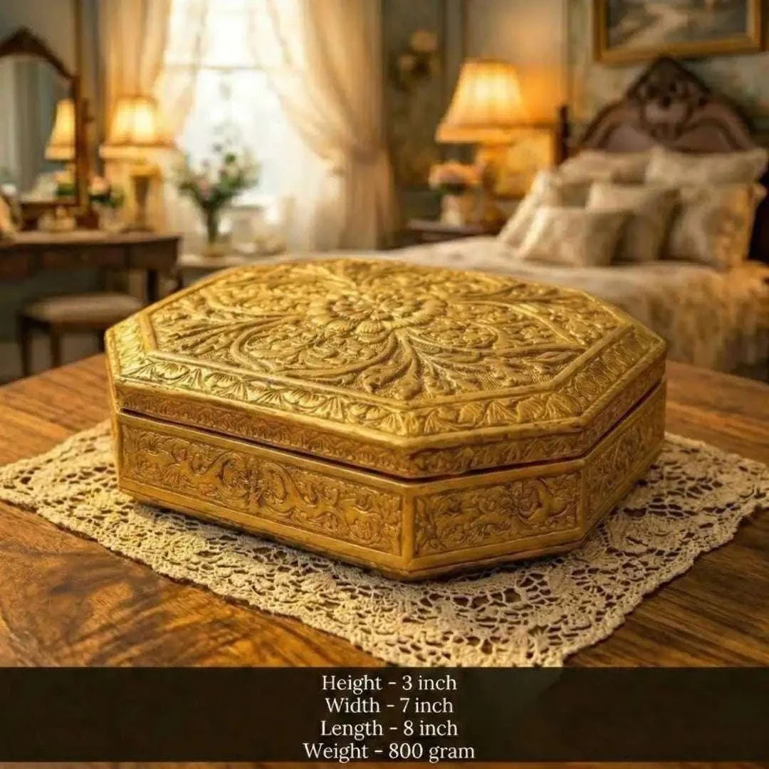 Brass Handcrafted Jewellery Box (3 Inch)