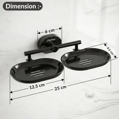Plantex J4 Stainless Steel Double Soap Dish for Bathroom/Soap Holder for Bathroom/Wall Mounted Soap Holder/Bathroom Accessories (PVD Black Finish) Onix-2