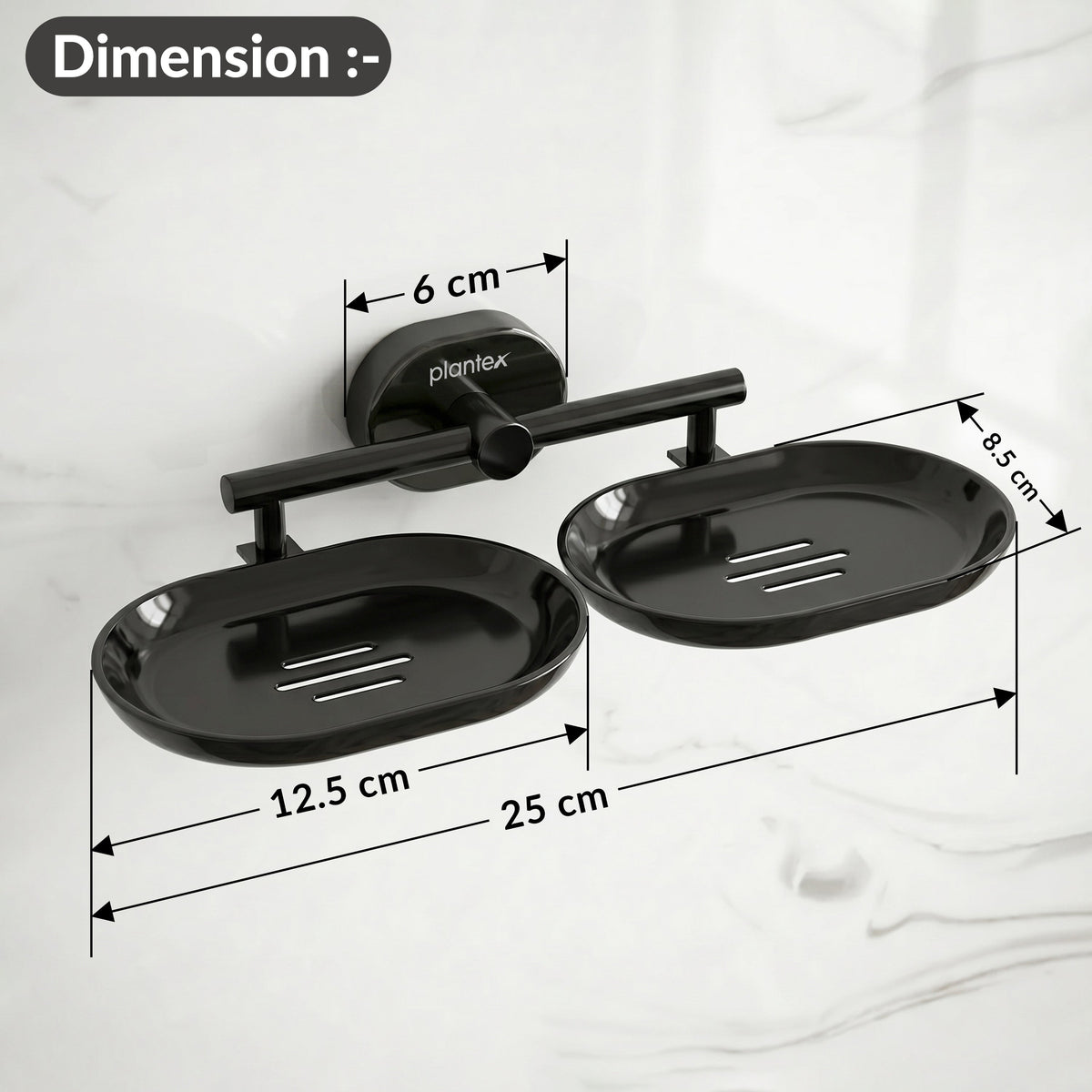 Plantex J4 Stainless Steel Double Soap Dish for Bathroom/Soap Holder for Bathroom/Wall Mounted Soap Holder/Bathroom Accessories (PVD Black Finish) Onix-2